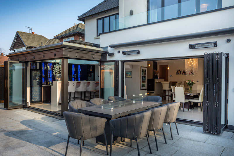 Bifold doors open in modern home