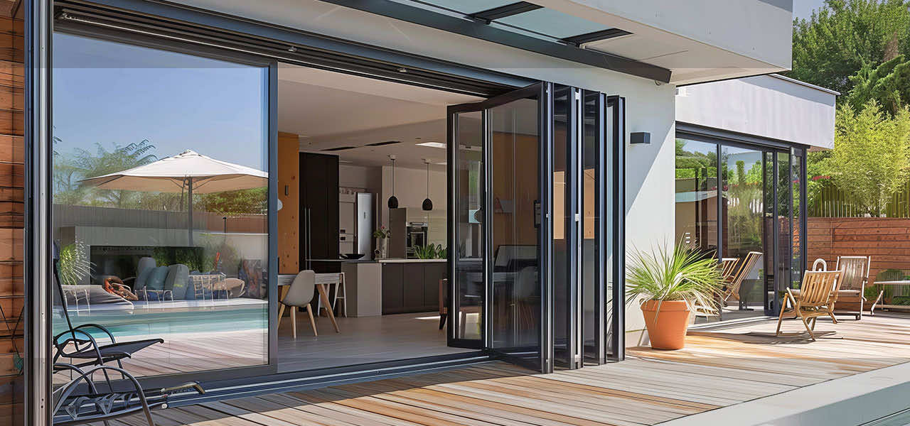 Bifold doors in modern building